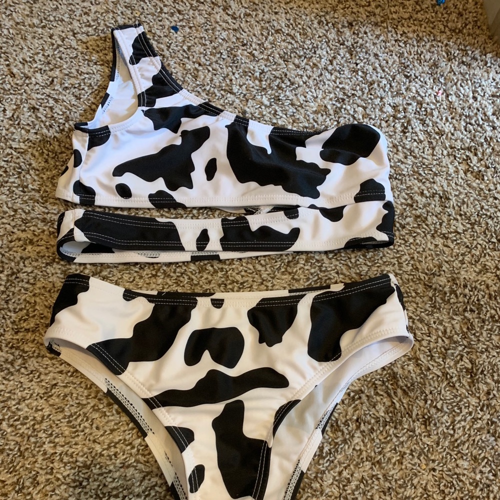 Super cute cow print one shoulder bikini